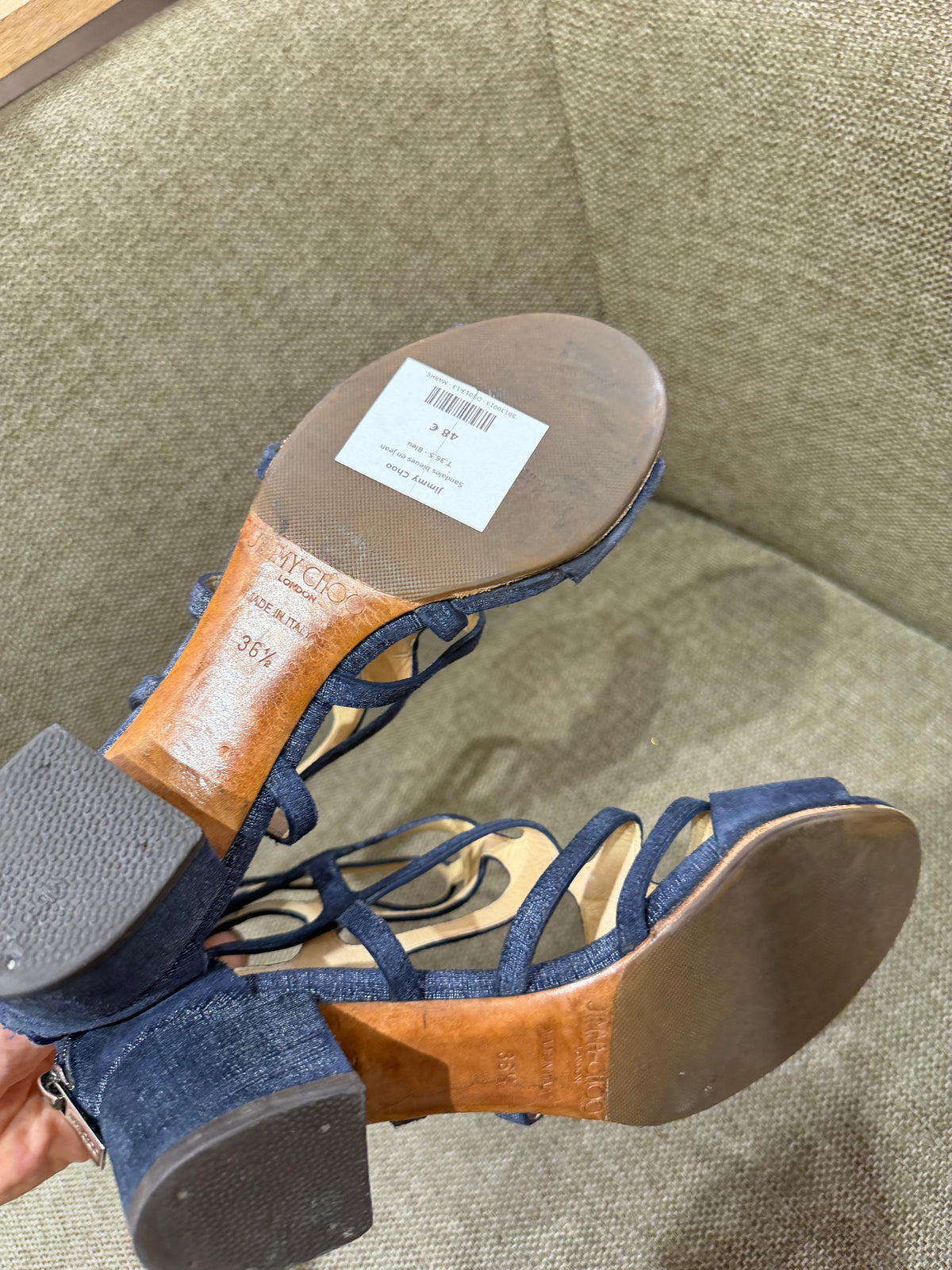 Jimmy Choo - Sandales bleues en jean - T.36,5 01/09
