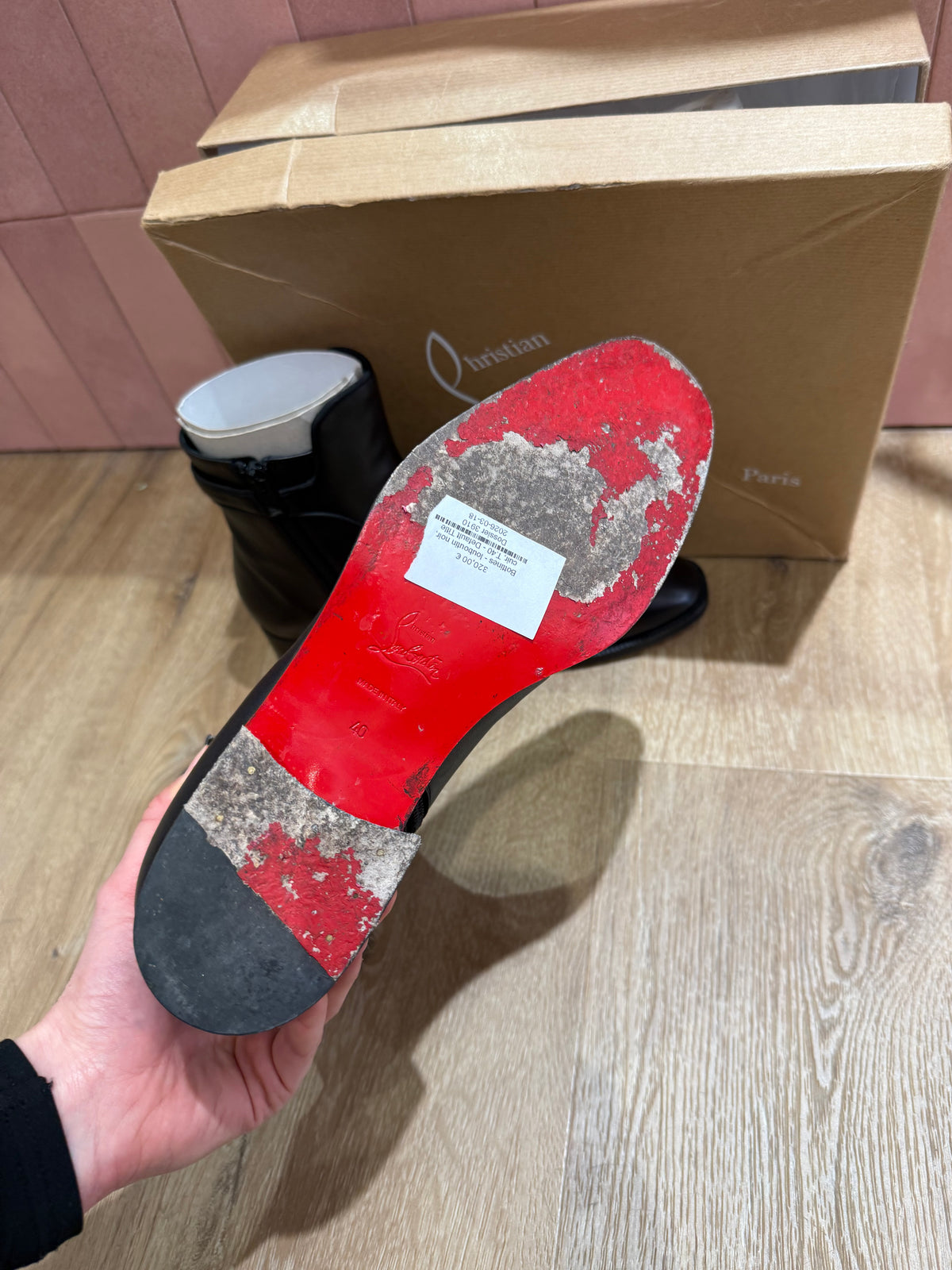 Bottines - louboutin noir, cuir, T.40