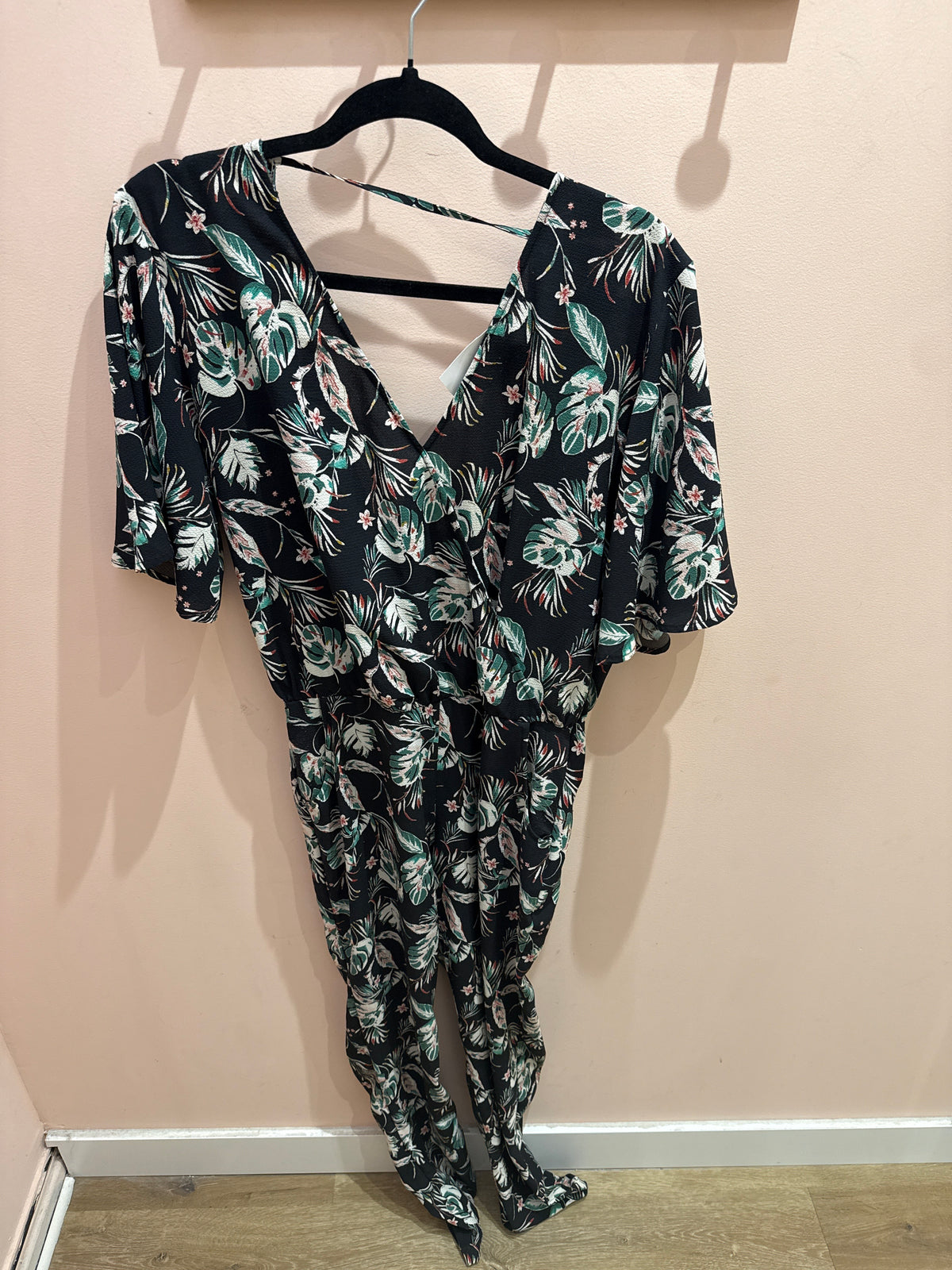 IKKS Combinaison noir fleurs vertes taille 36