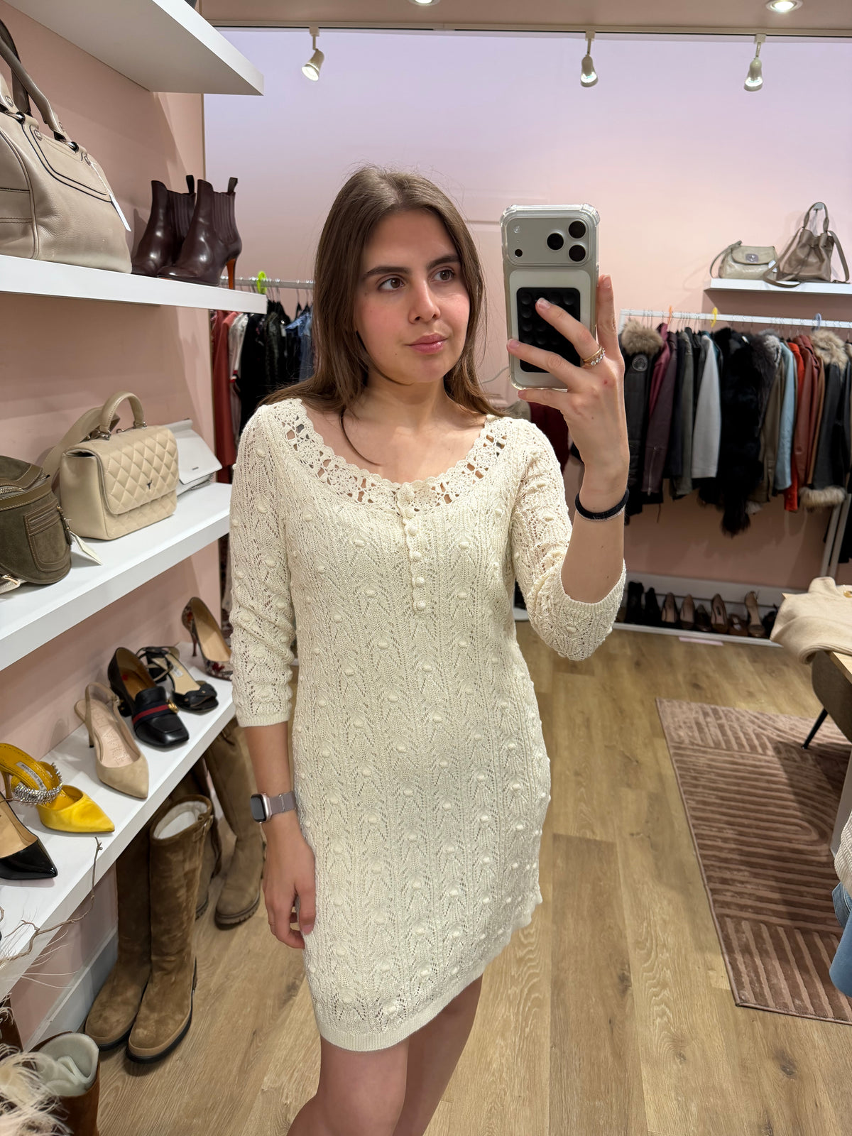 Robe longue en crochet beige Sézane T.36 21/09
