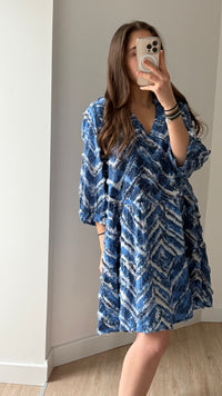 Robe bleue et blanche Weill Taille T.40