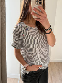 Gérard Darel - T-shirt blanc rayures - T.XL