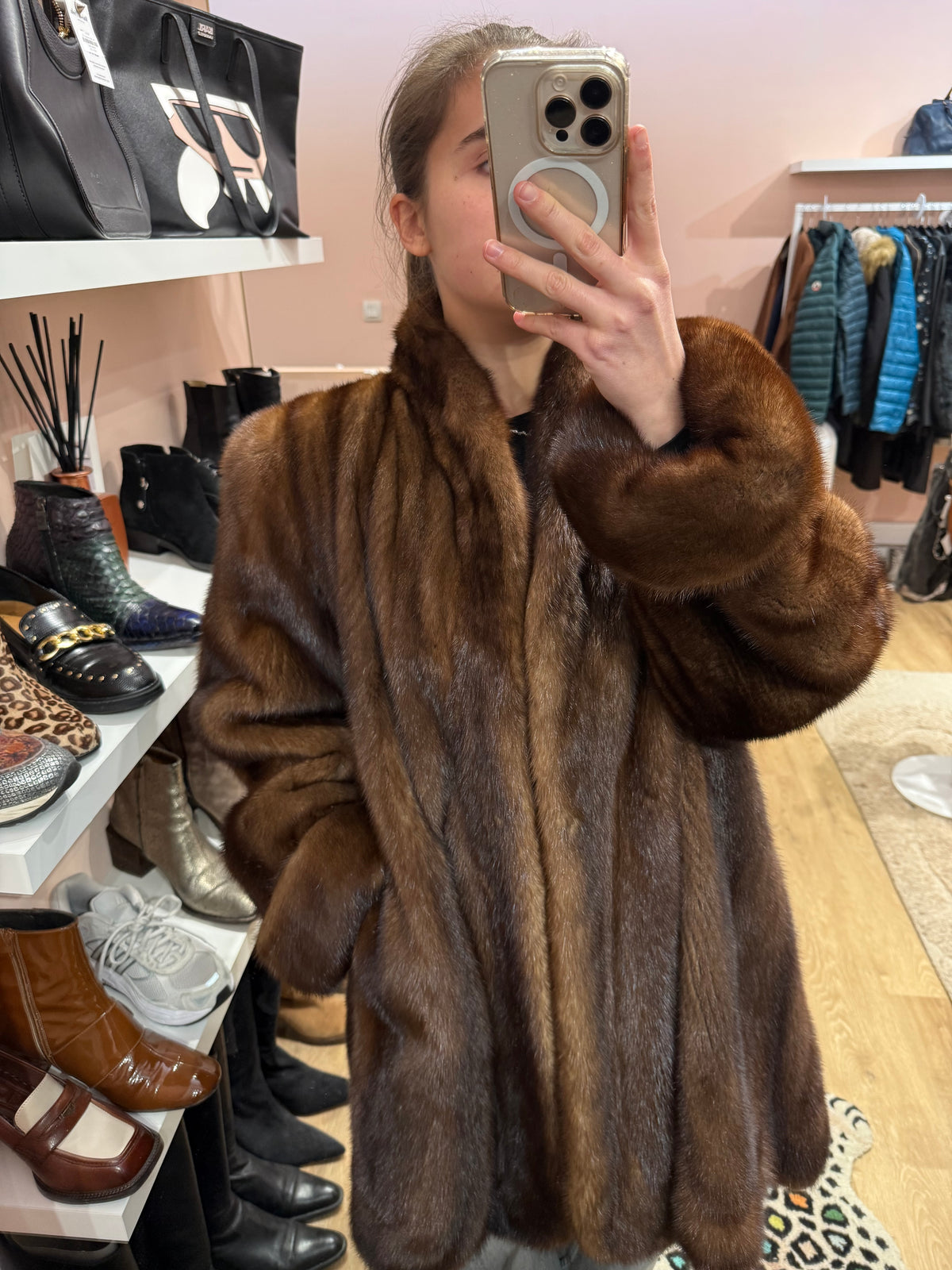 Veste en vison beige T.40