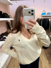 Ralph Lauren - Pull crème manches longues en coton - T.L 07/09