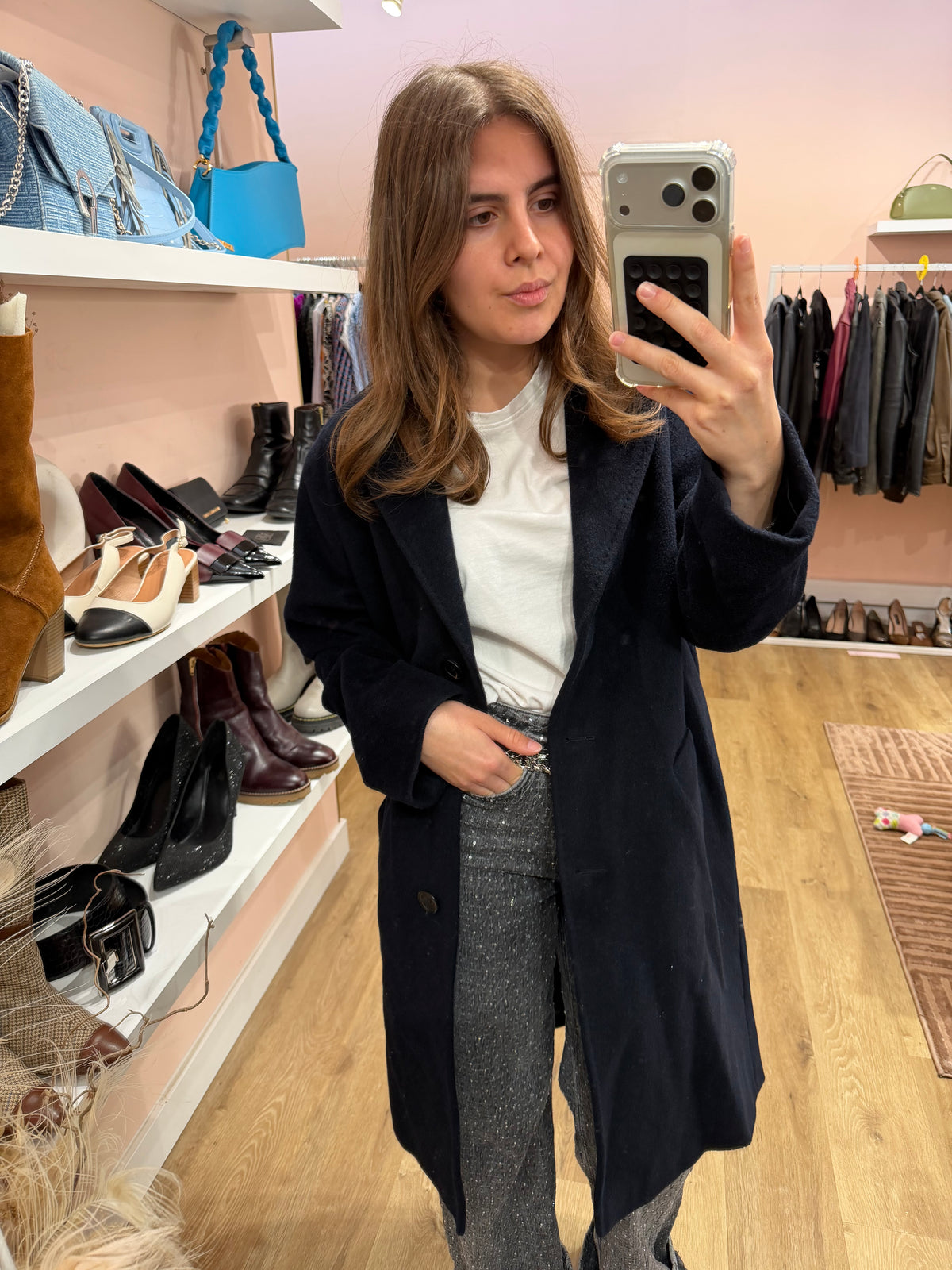 Manteau bleu nuit  Gérard Darel T.38 angora laine