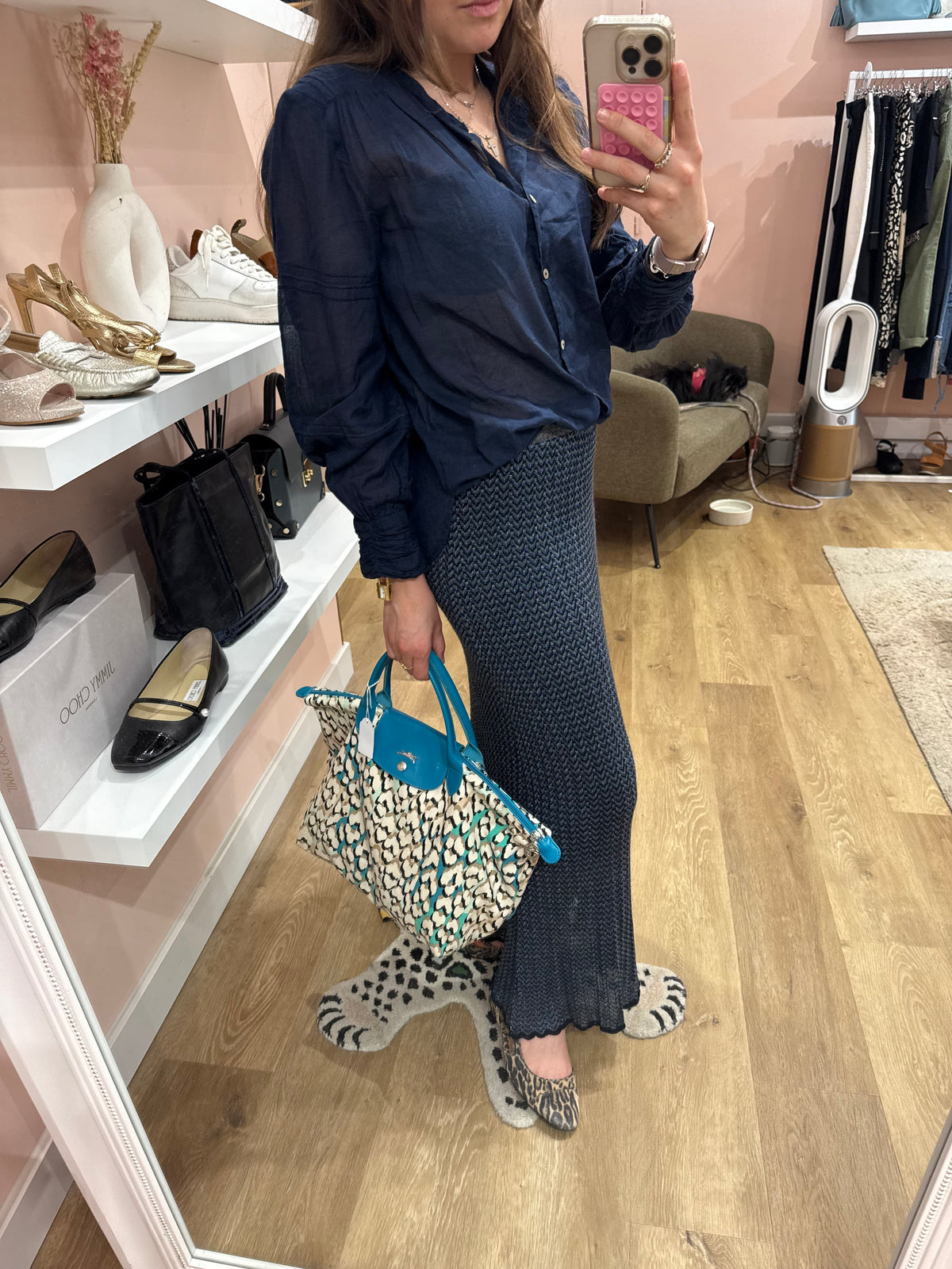 Jupe longue bleue brillante Ange T.S 26/05