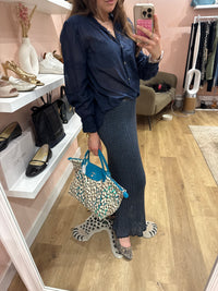 Jupe longue bleue brillante Ange T.S 26/05