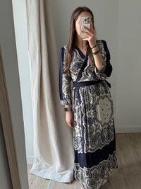 Sud Express Beige et bleu marine Robe longue T.L
