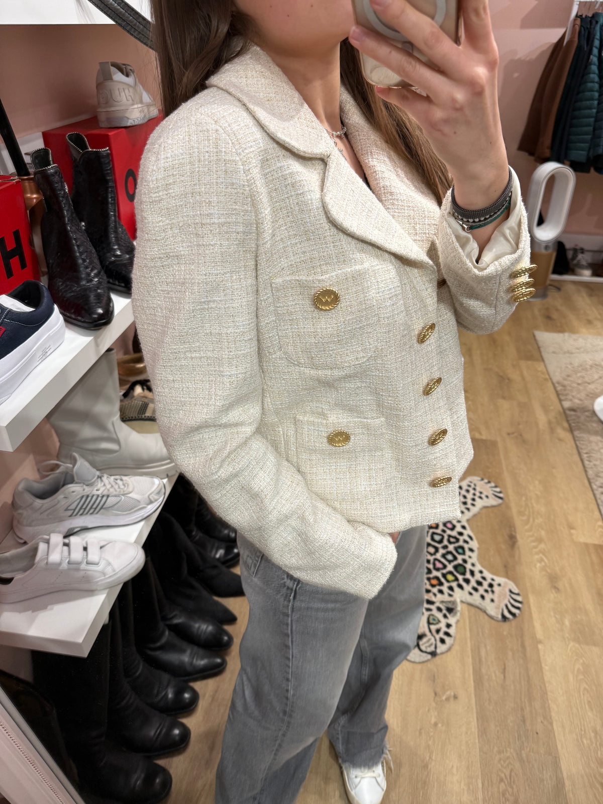 Veste tweed blanche boutons or Weill T.M