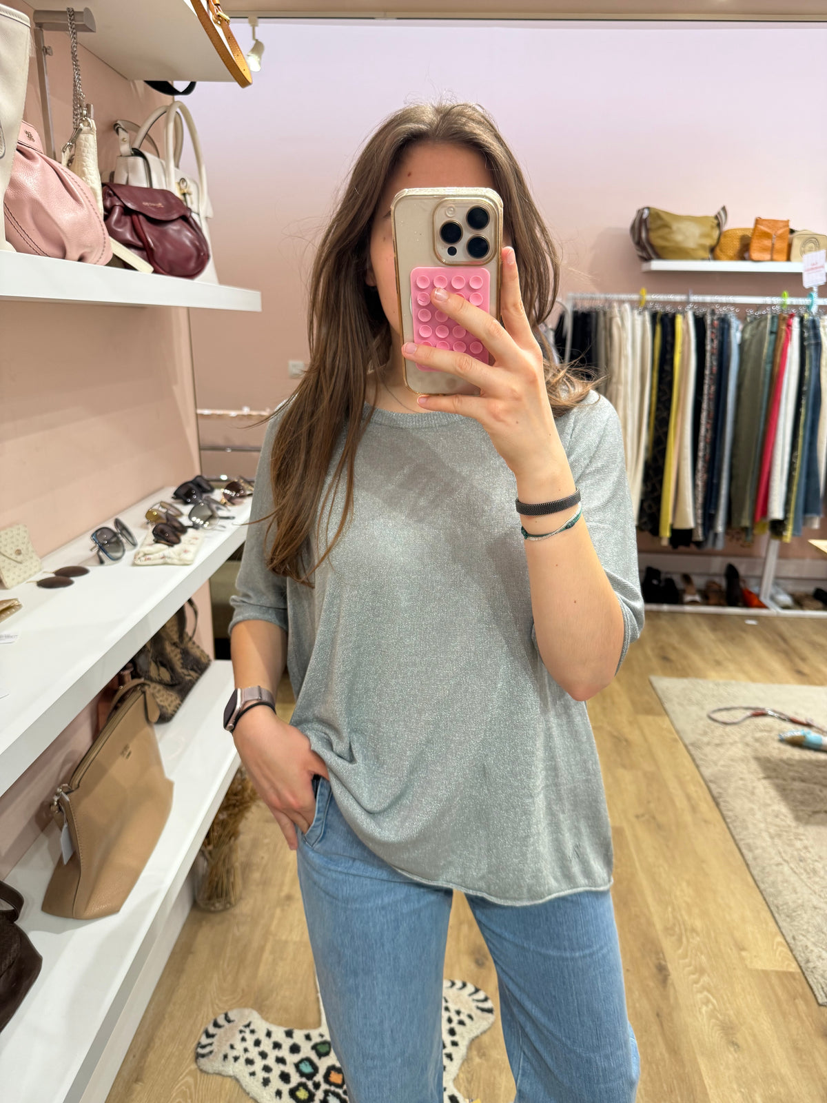 Zadig & Voltaire T-shirt Argenté T-shirt en maille argenté T.L 01/07