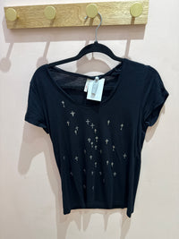 I.Code T-shirt noir croix argentée T.M
