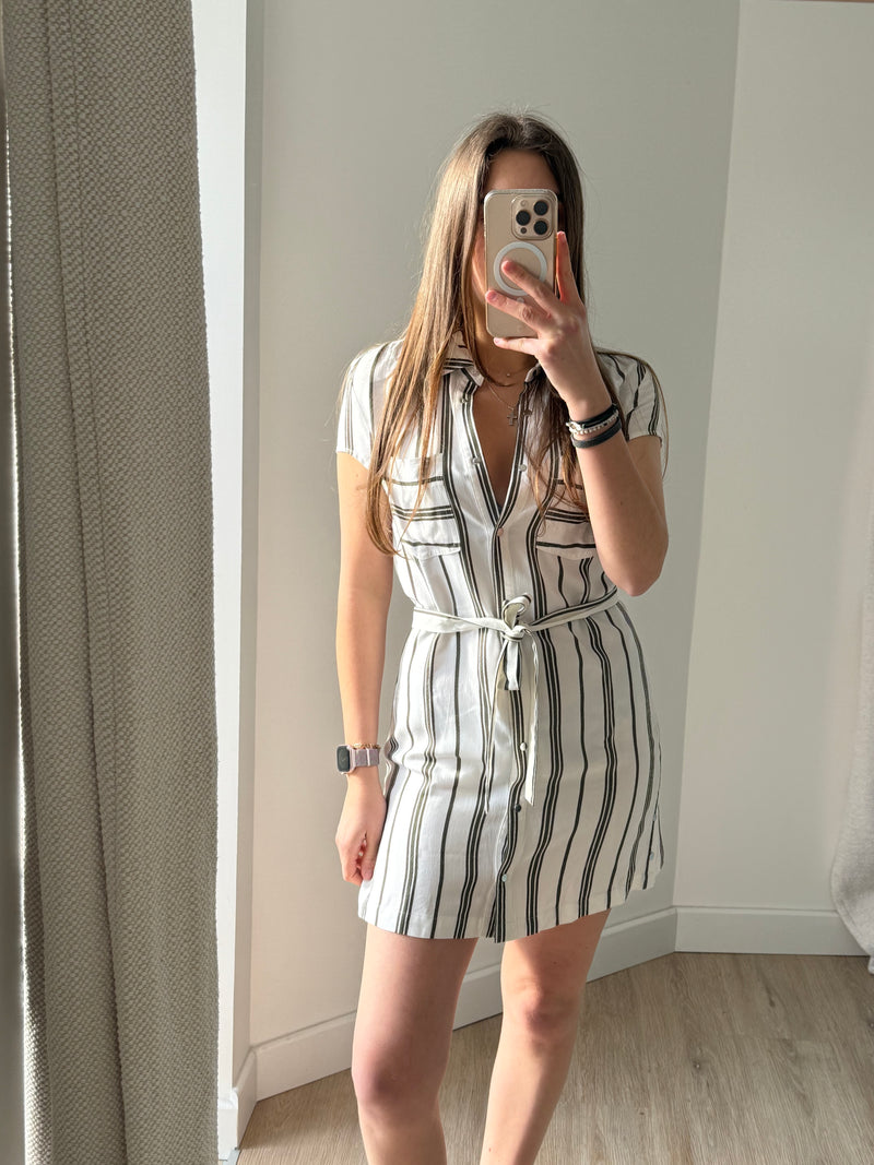 Robe blanche rayures vertes IKKS T.S