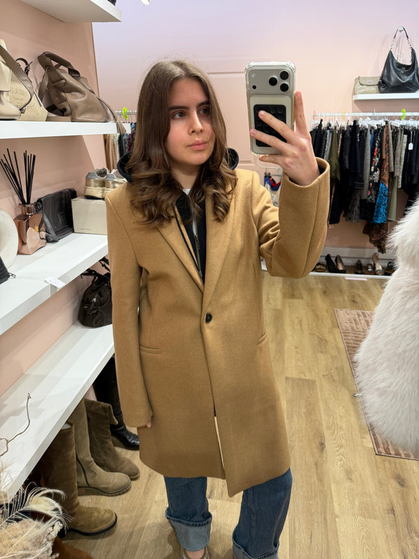 Manteau beige IKKS à capuche noire - T.M 12/10