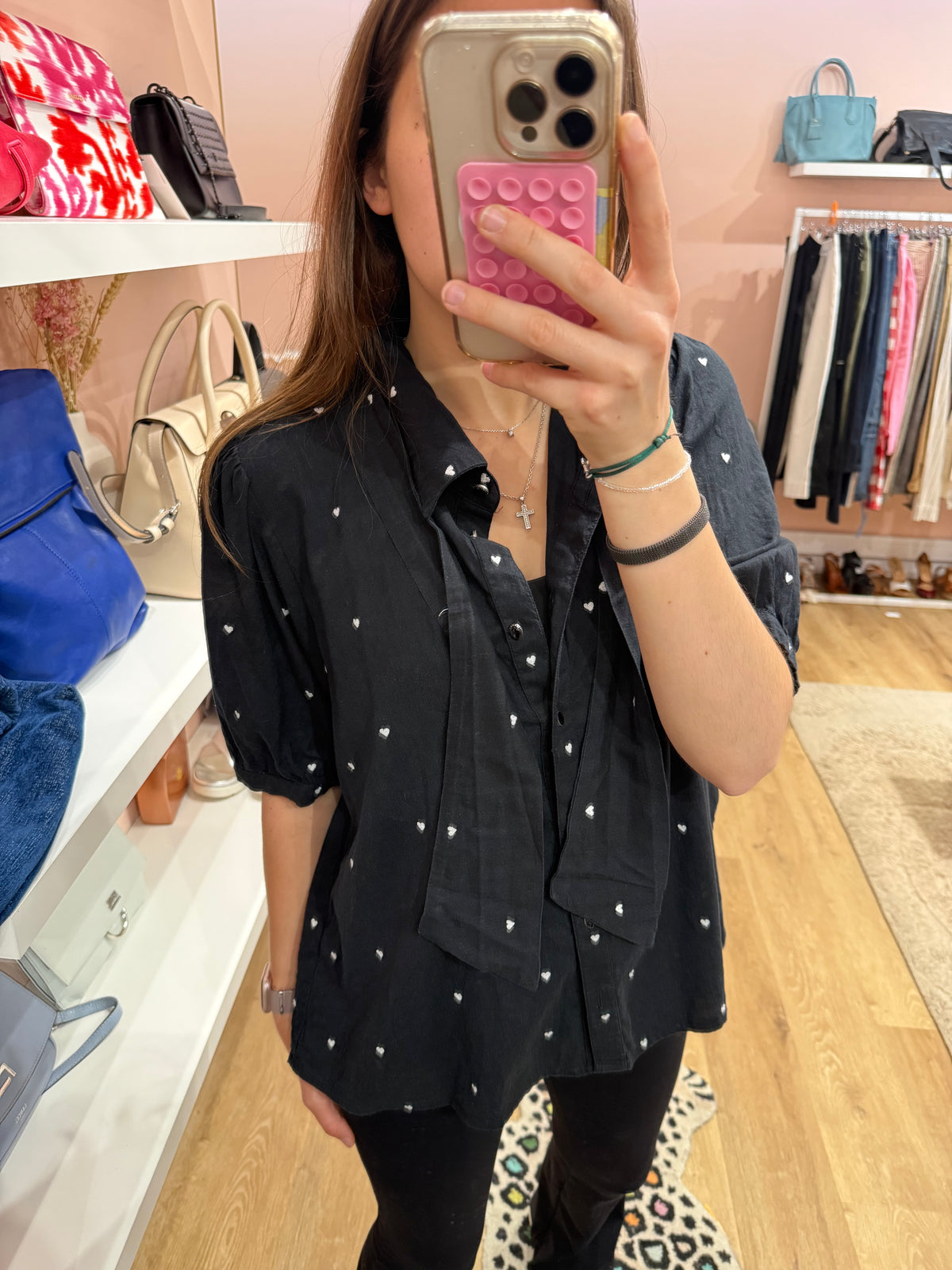 i.code chemise noir mc coeur blanc T.XL 31/05