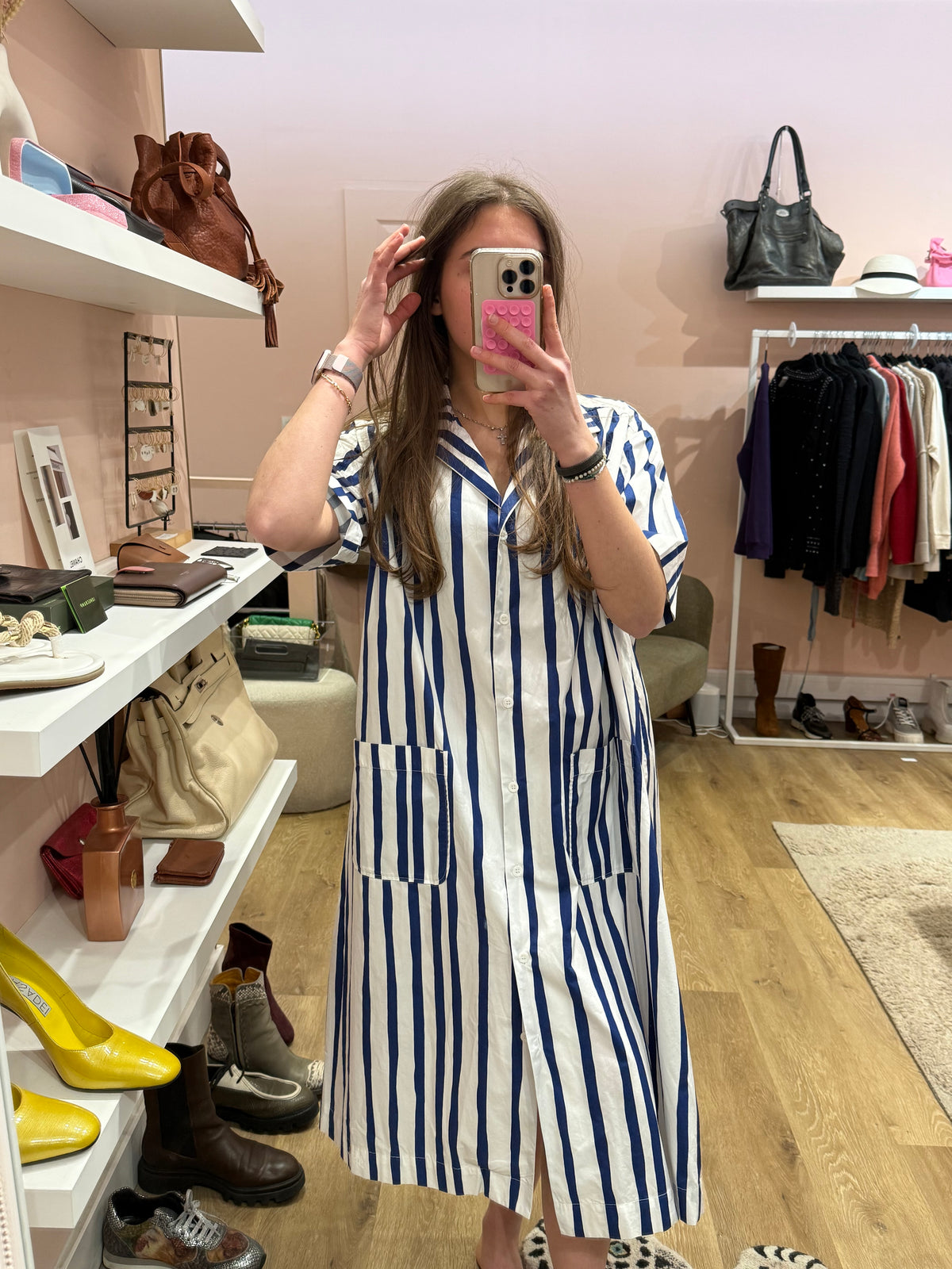Robe APC blanche et bleue rayures T.M