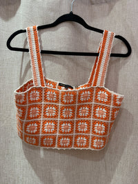 Maje Top crochet blanc orange T.S 14/06