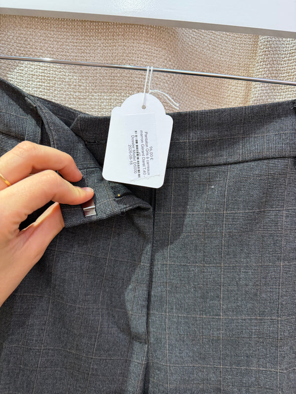 Pantalon Gris à carreaux marron Gérard Darel T.40 10/09