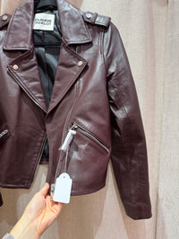 Veste en cuir cerise Claudie Pierlot T.38 23/10