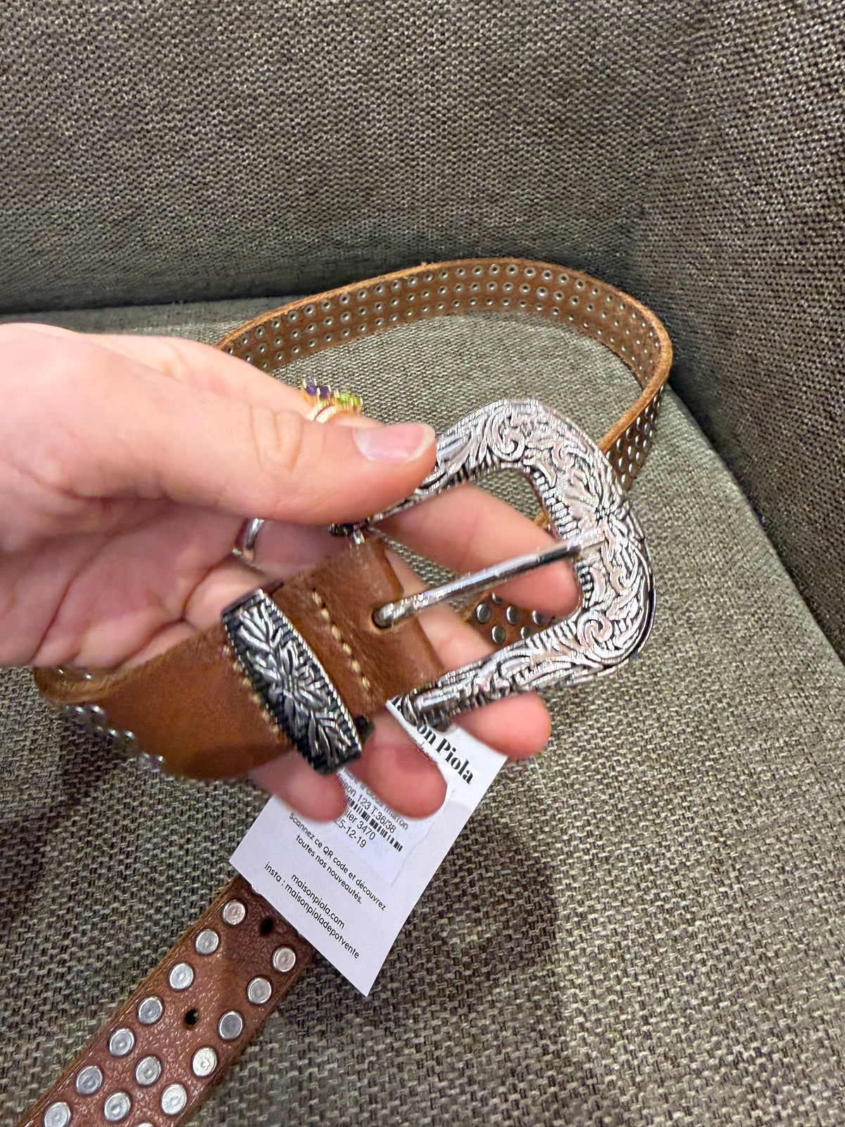 Ceinture à clous marron Maison 123 T.36/38