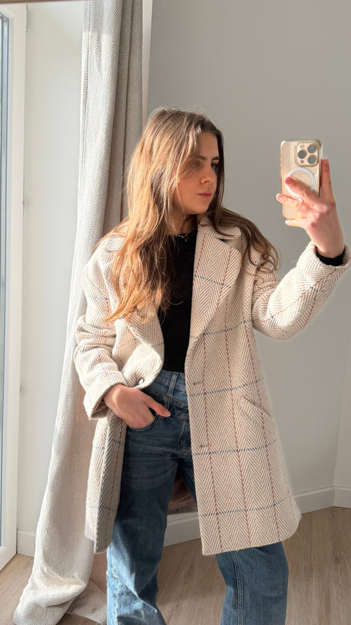 Manteau rose carreaux One Step T.38/40