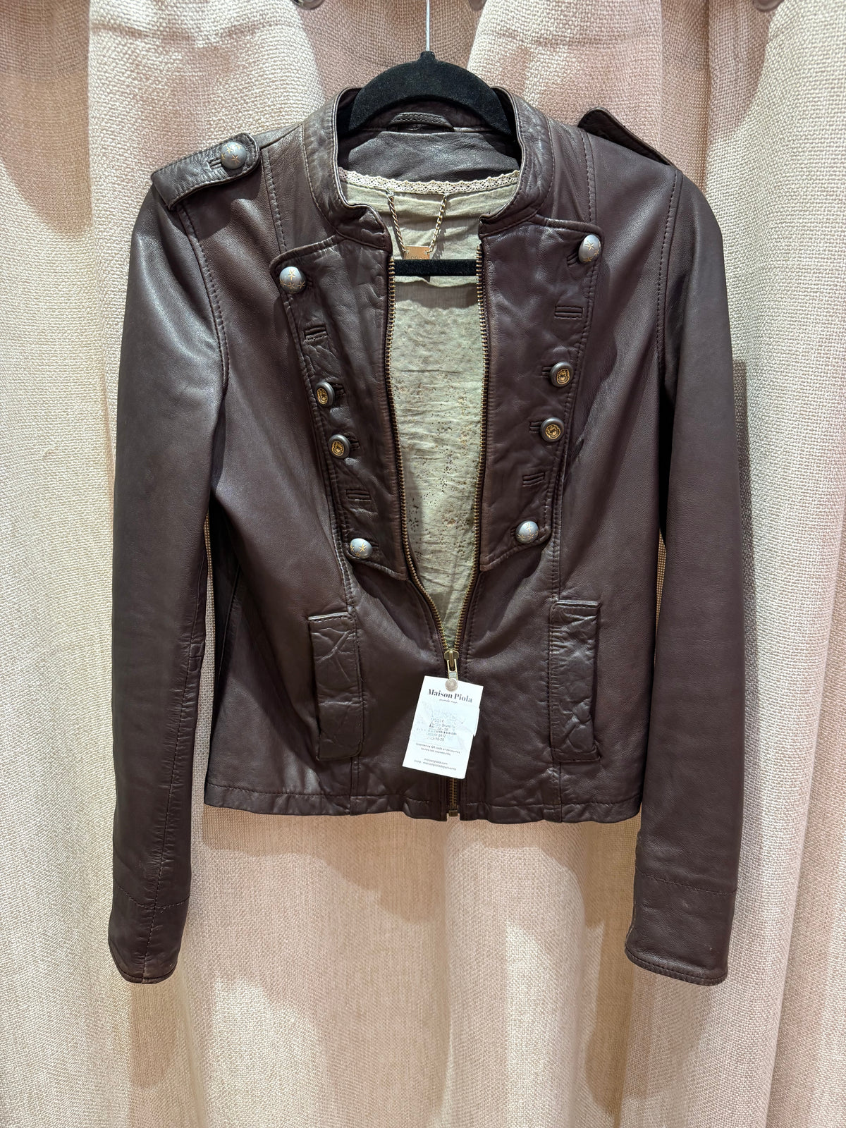 Veste en cuir marron I.Code T.36