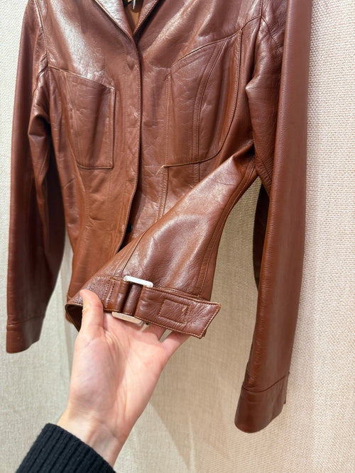 Veste en cuir mugler T.38