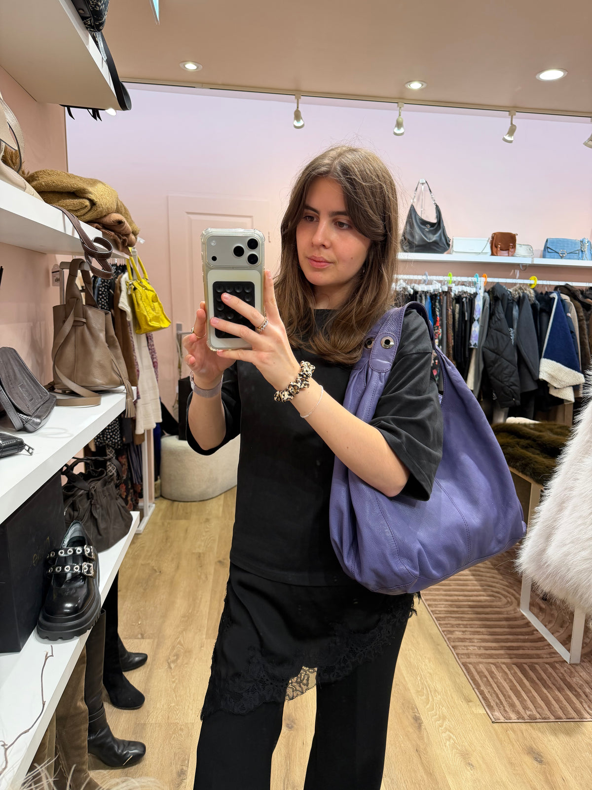 Caroll - sac violet en cuir - T.TU 16/10