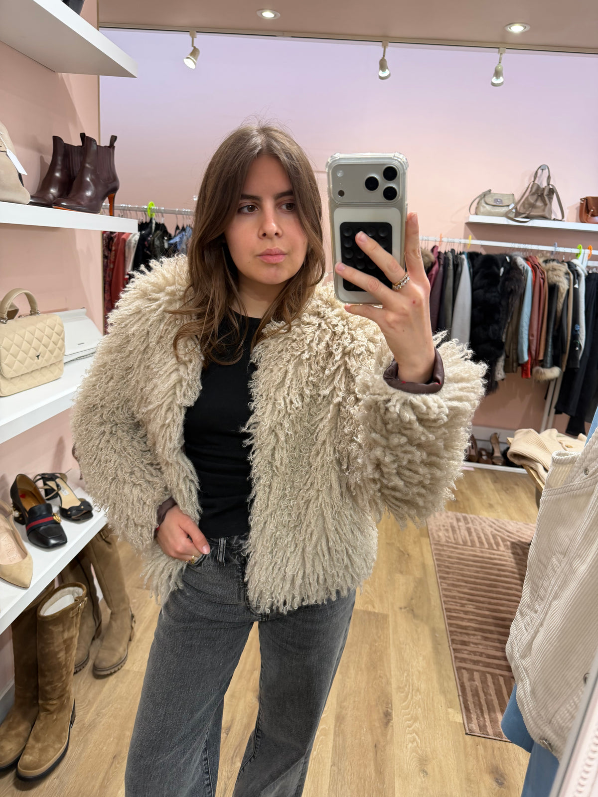 Veste beige à froufrous Grugmama T.S 20/09