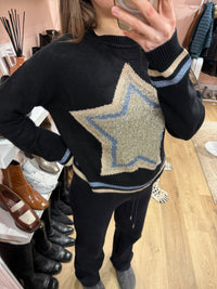 Pull noir étoile dorée Elisabetta Franchi T.M