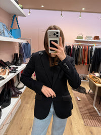 Blazer noir détail cuir Ralph Lauren T.36/38 14/09