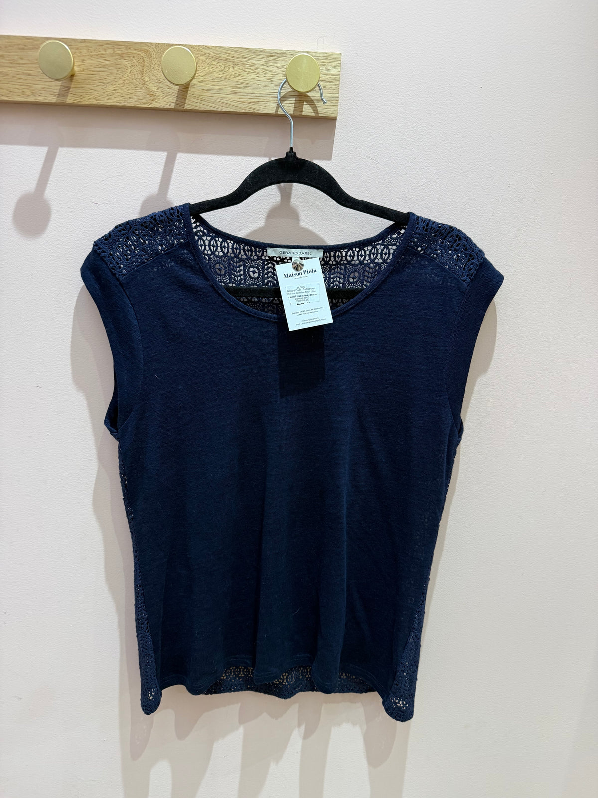 Gérard Darel - T-shirt bleu marine dentelle dos - bleu marine - L