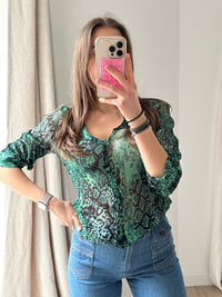 Blouse Ba&sh verte serpent T.XS