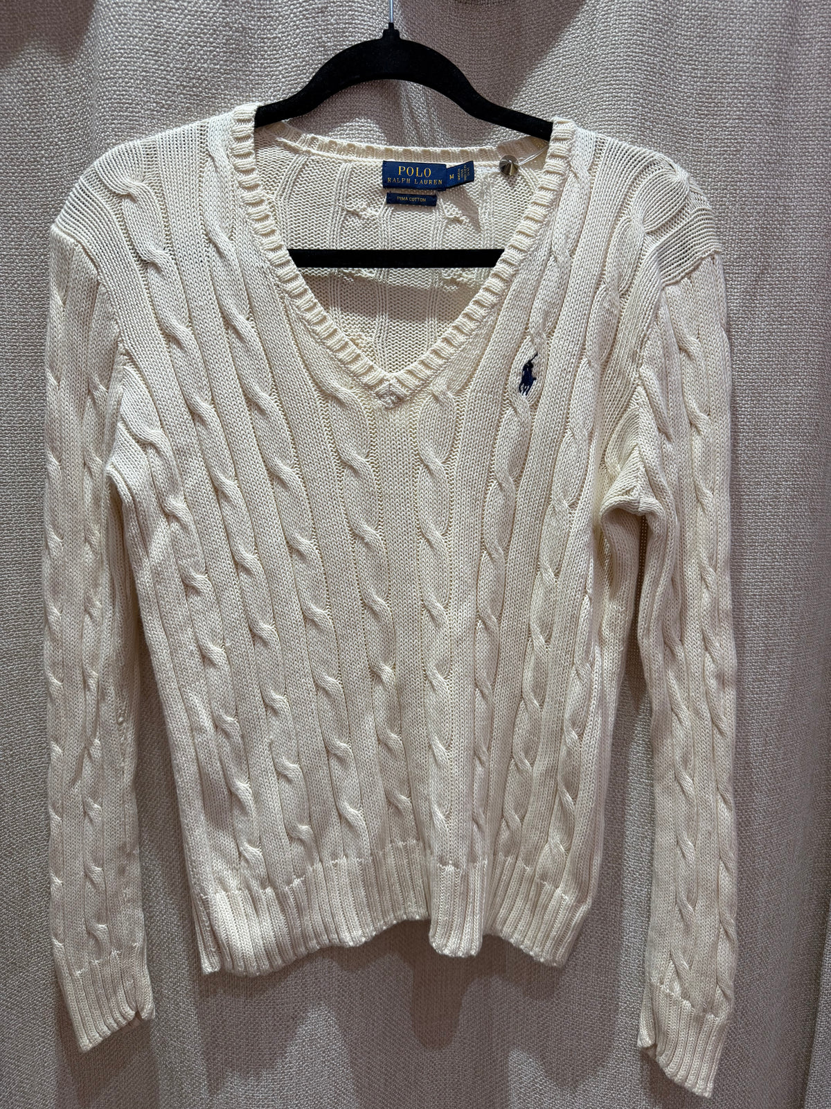 Pull coton Ralph Lauren logo bleu marine T.M 29/09