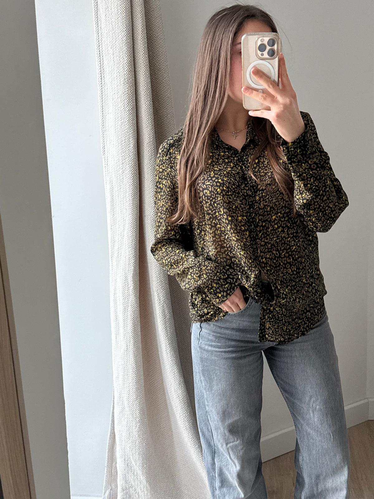 One Step - Chemise noire léopard vert - noir léopard vert - 44