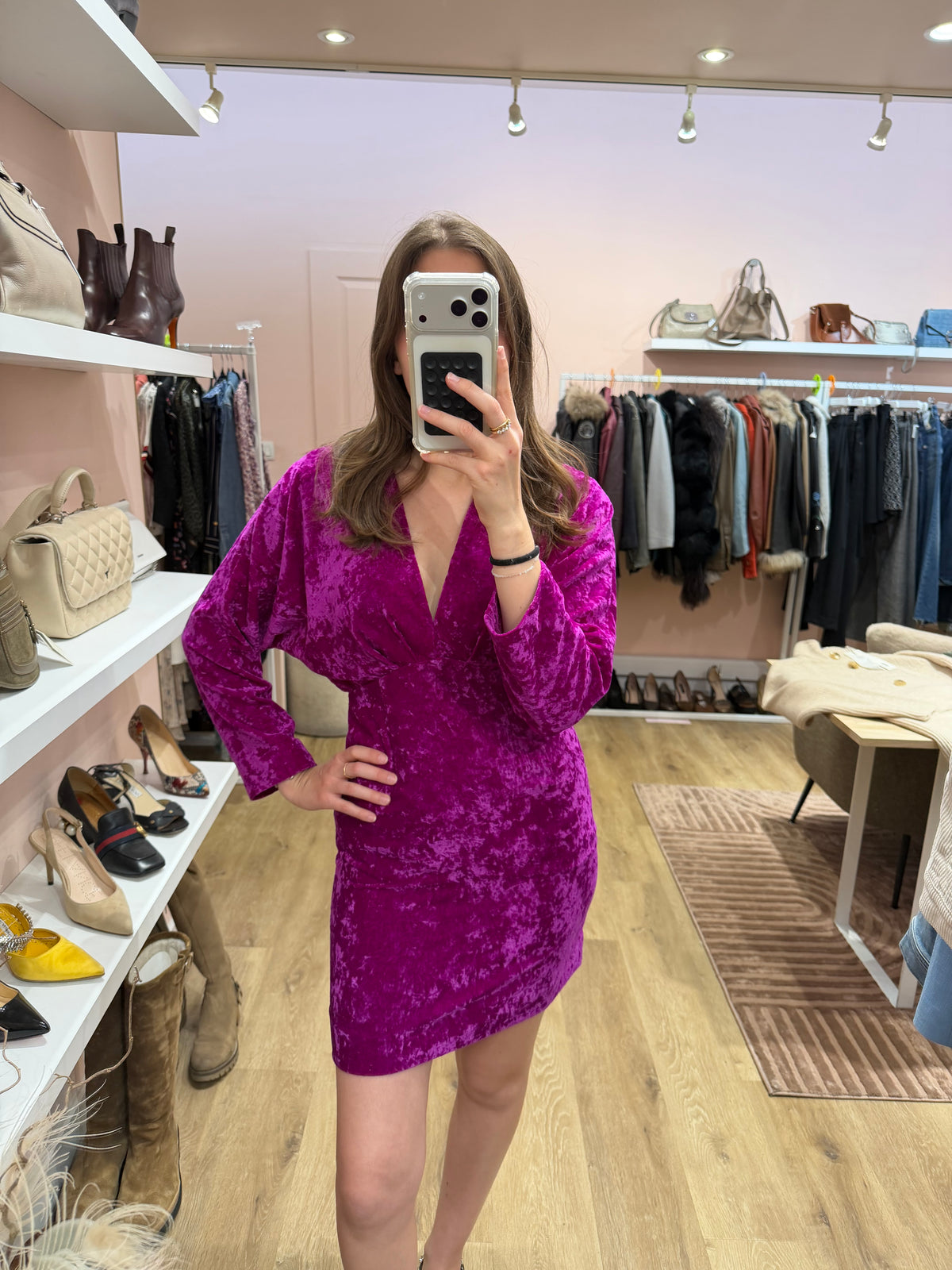 Sandro robe violette en velours T.34 21/09
