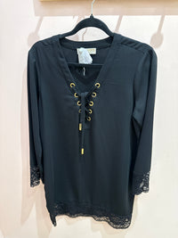 Robe Michael Kors noire à lacet doré T.L