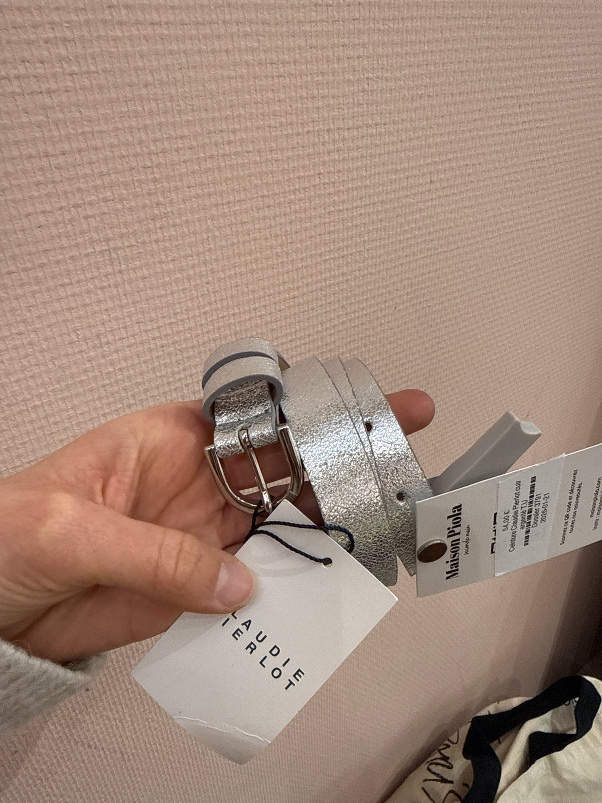 Ceinture Claudie Pierlot cuir argenté T.90