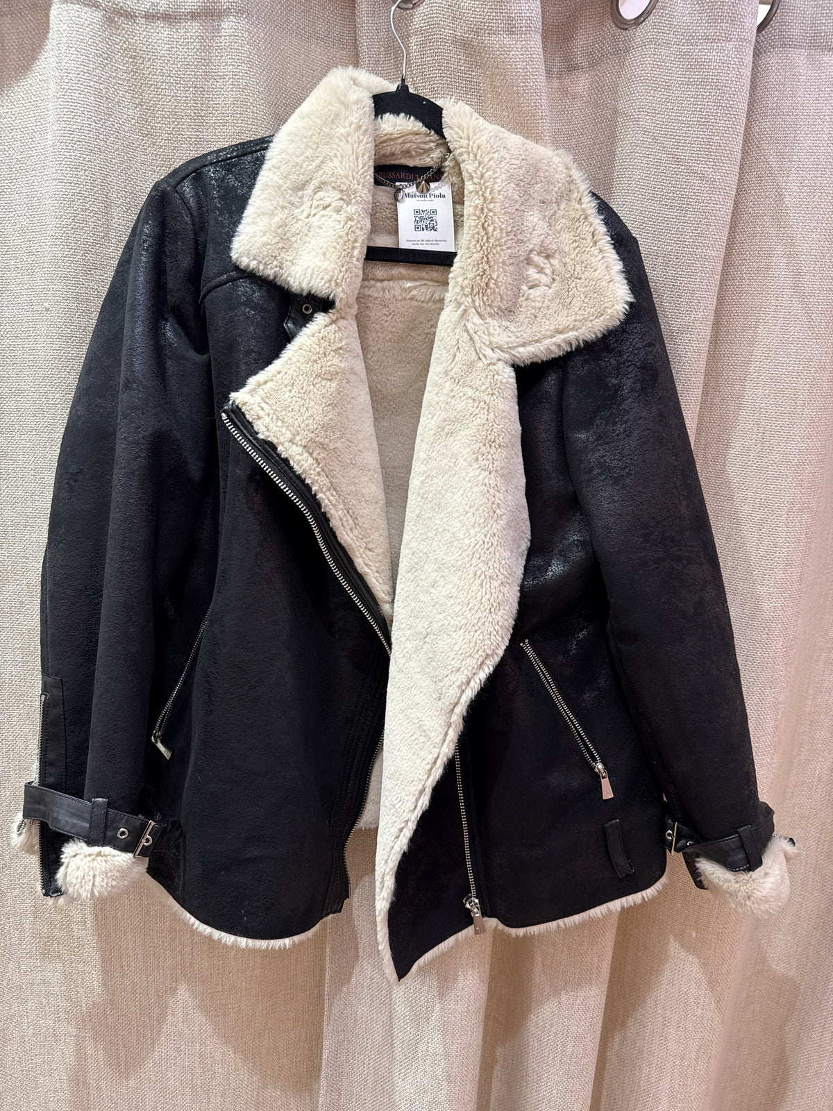 Veste noire Trussardi Jeans T.L - effet peau lainée