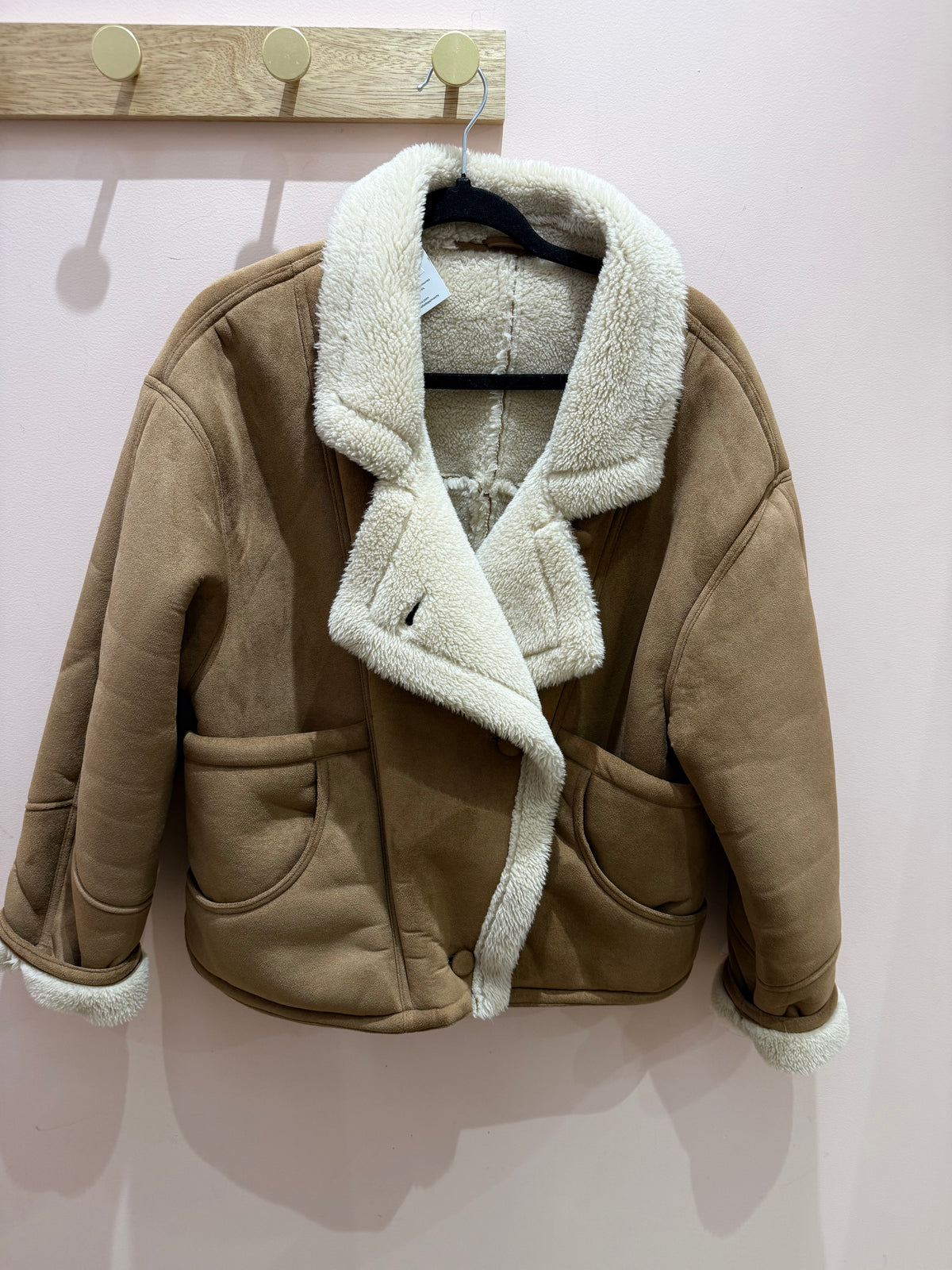 Veste effet peau lainé beige - TU