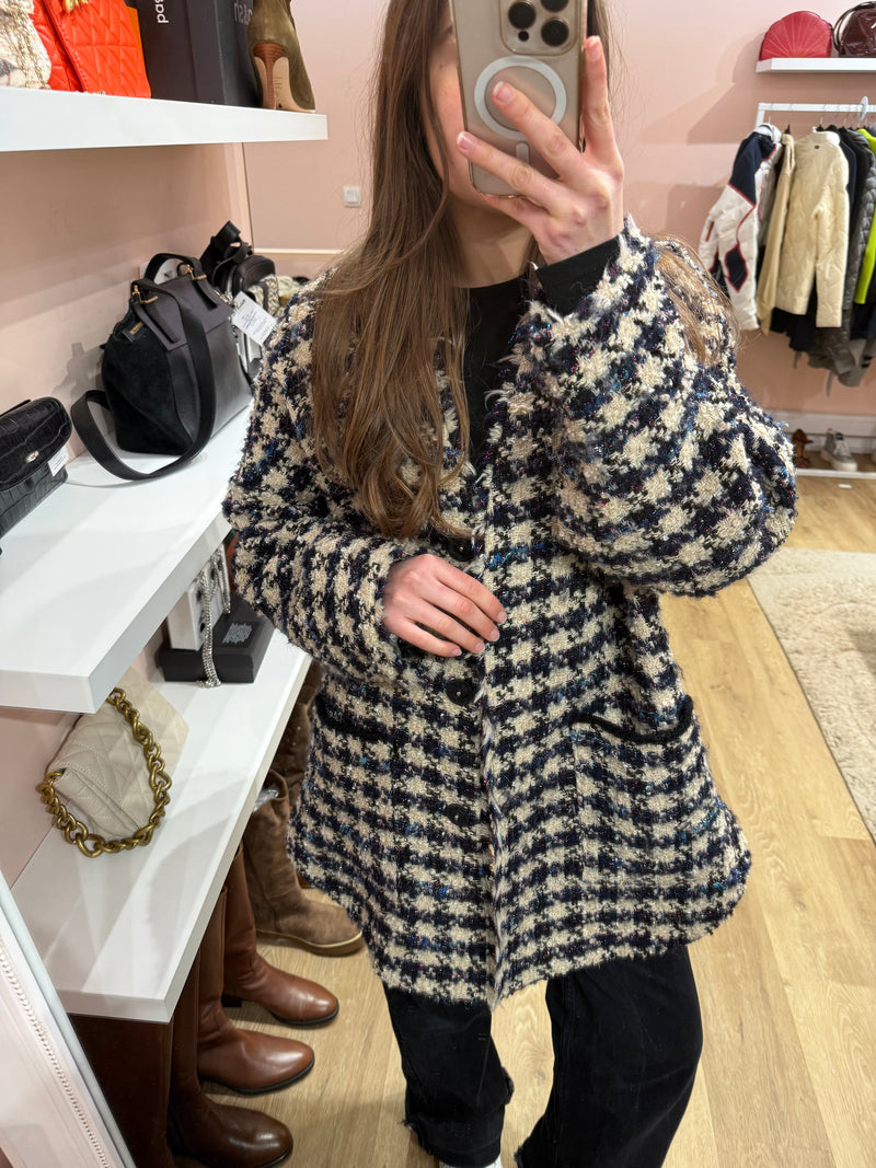 Veste tweed beige bleu Forte Forte T.M