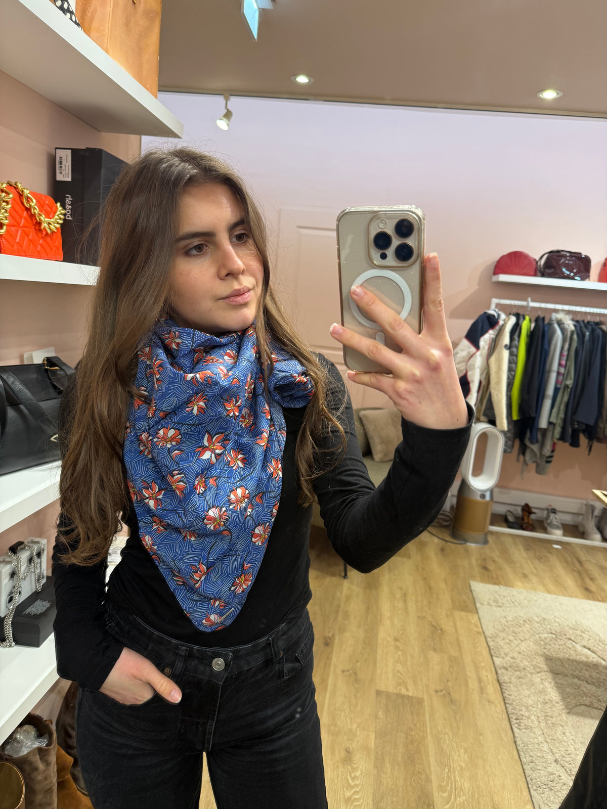 One Step - Foulard bordeaux détails bleu - TU