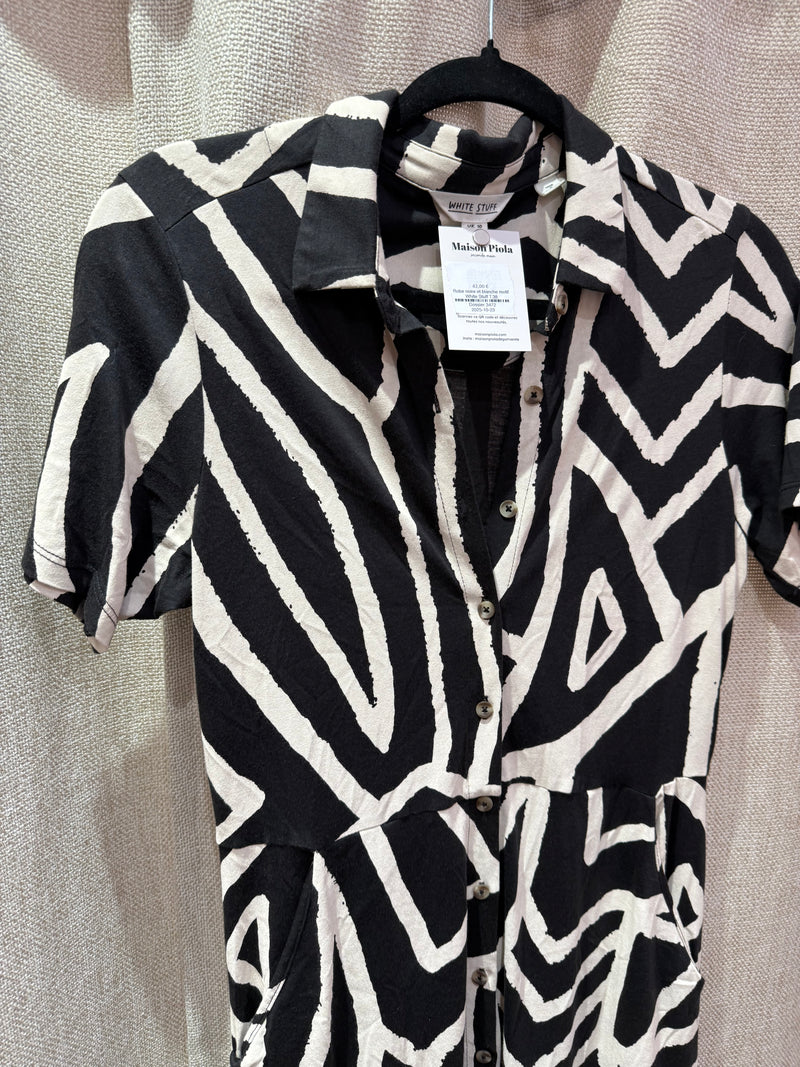 Robe noire et blanche motif White Stuff T.38