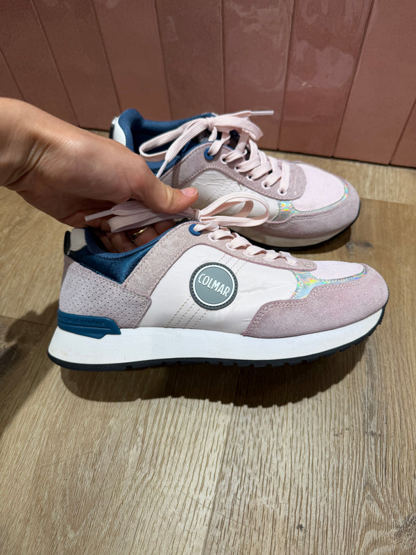 Baskets roses Colmar, détails bleus - T.37 15/09