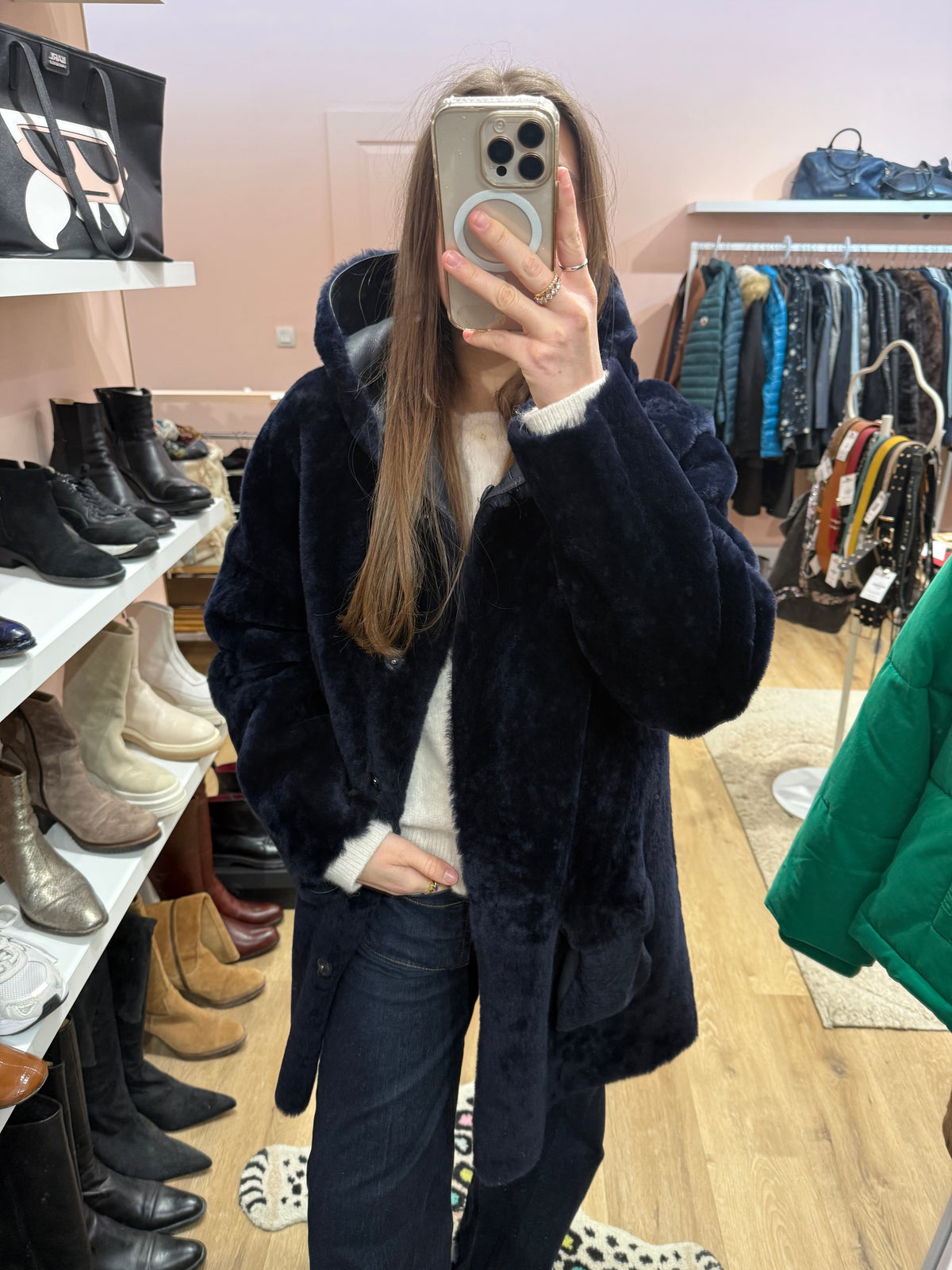 Manteau en peau laine bleu Weill T.M