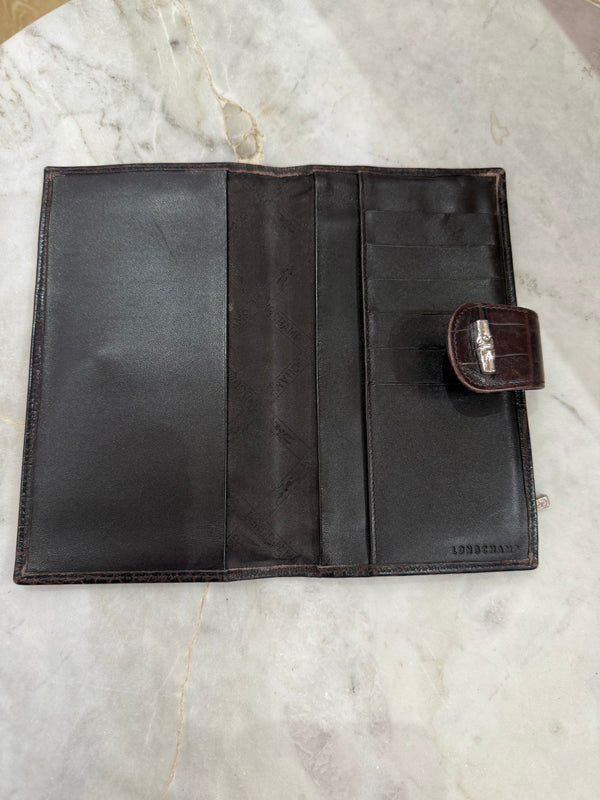 Porte-monnaie Longchamp marron croco vintage