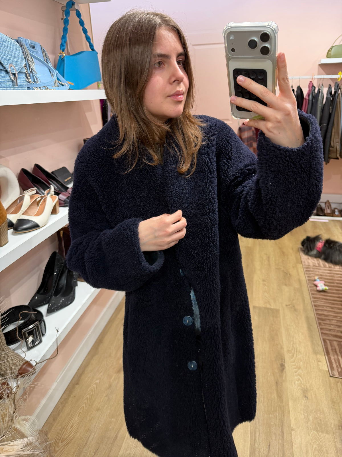 Manteau bleu nuit peau lainé Gérard Darel T.38 (L) 14/09