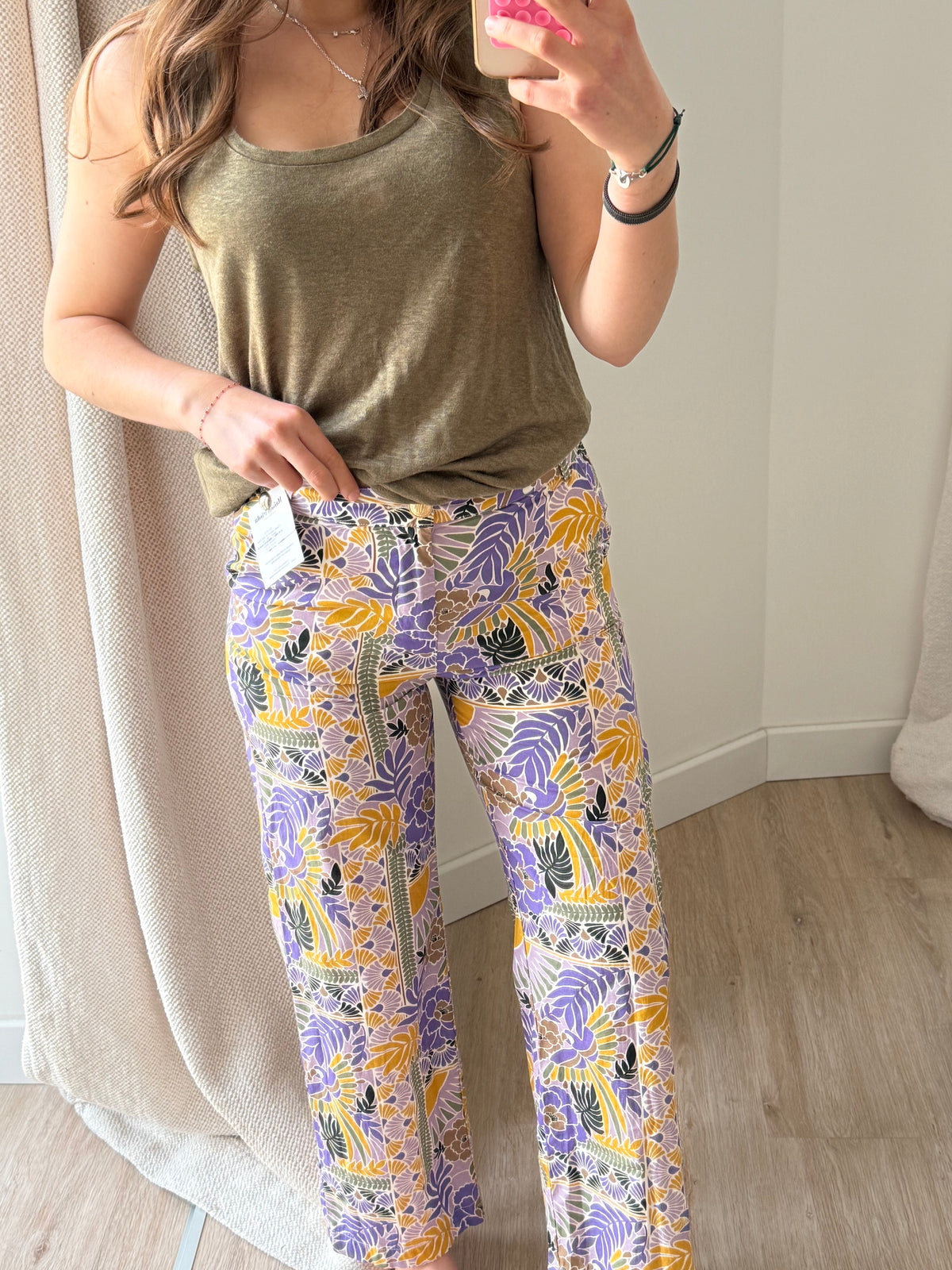 I.Code Jaune et vert Pantalon T.36