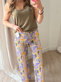 I.Code Jaune et vert Pantalon T.36