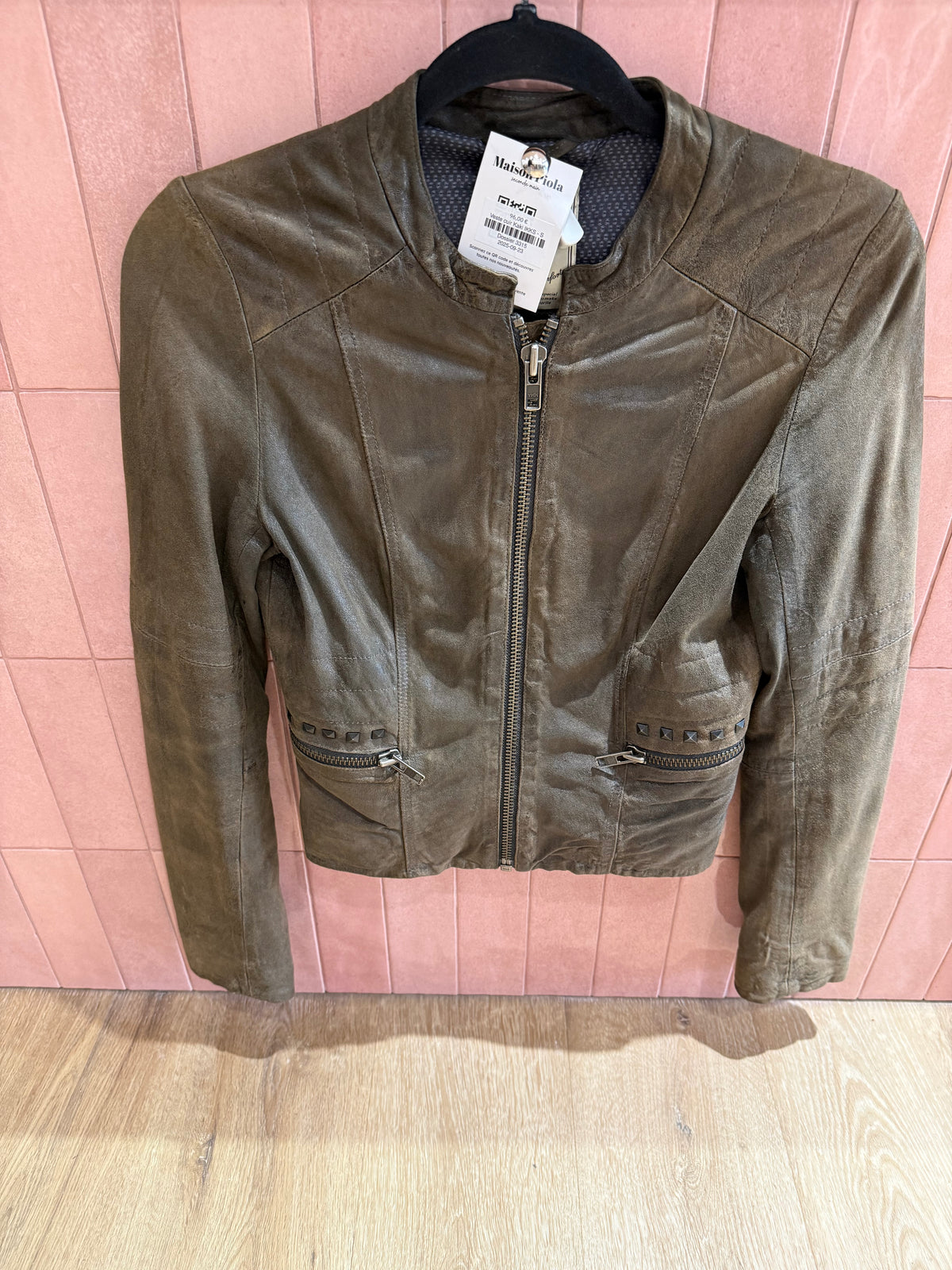 Veste cuir Kaki IKKS