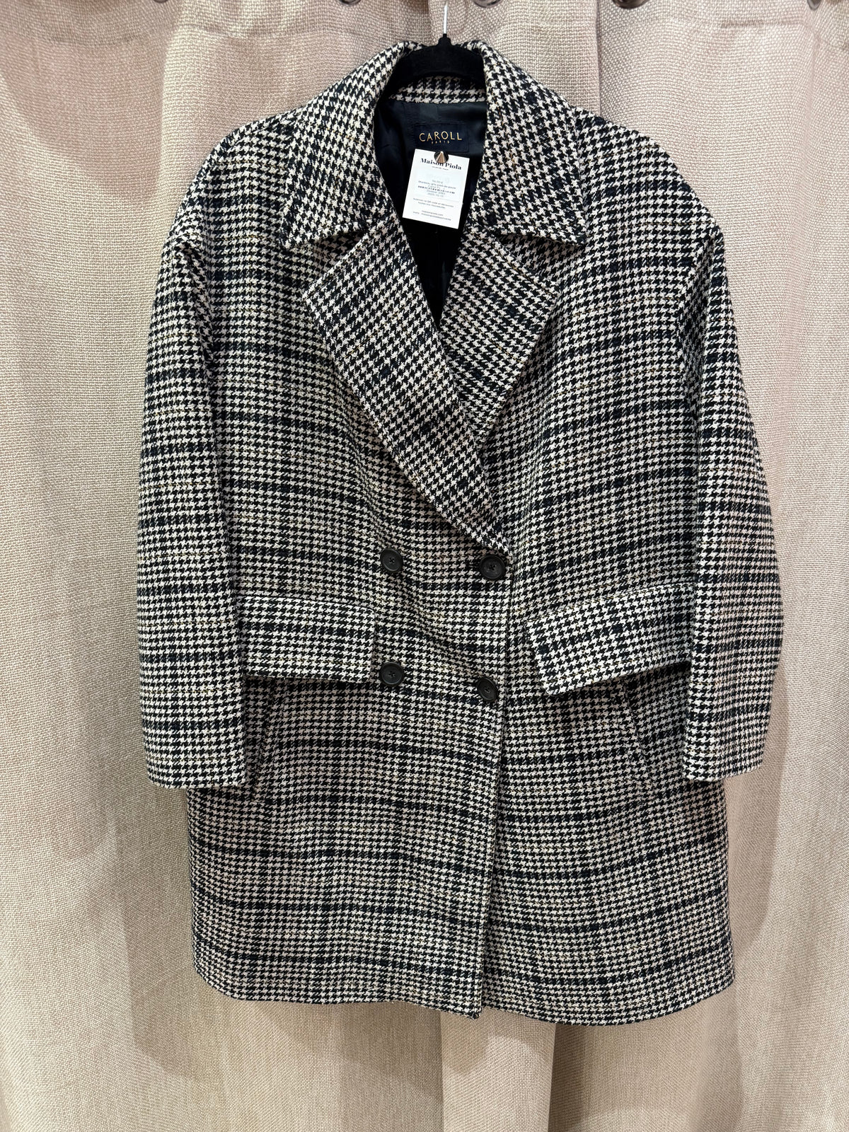Manteau gris pied-de-poule Caroll T.L
